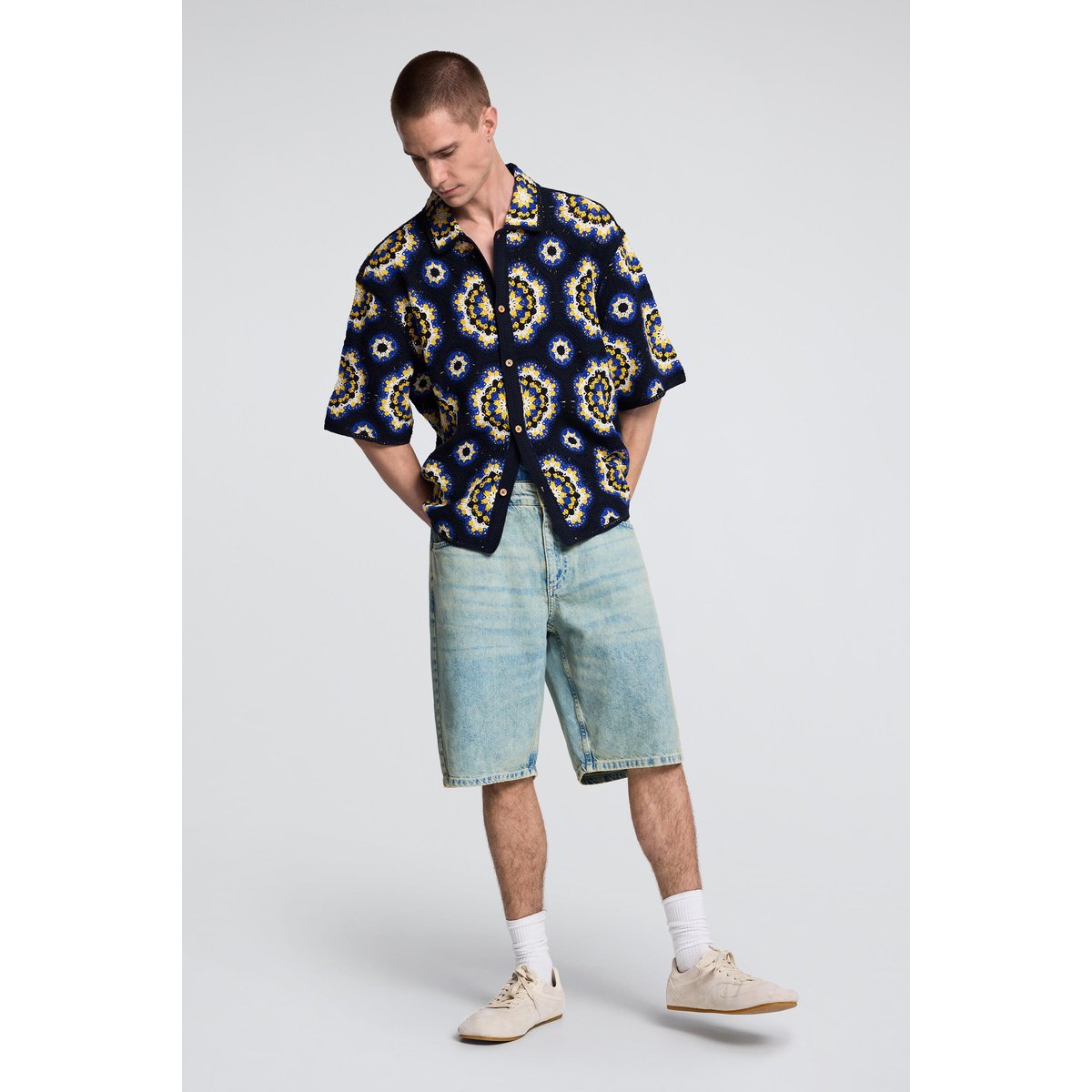 Chemise en crochet bleu, DESIGUAL