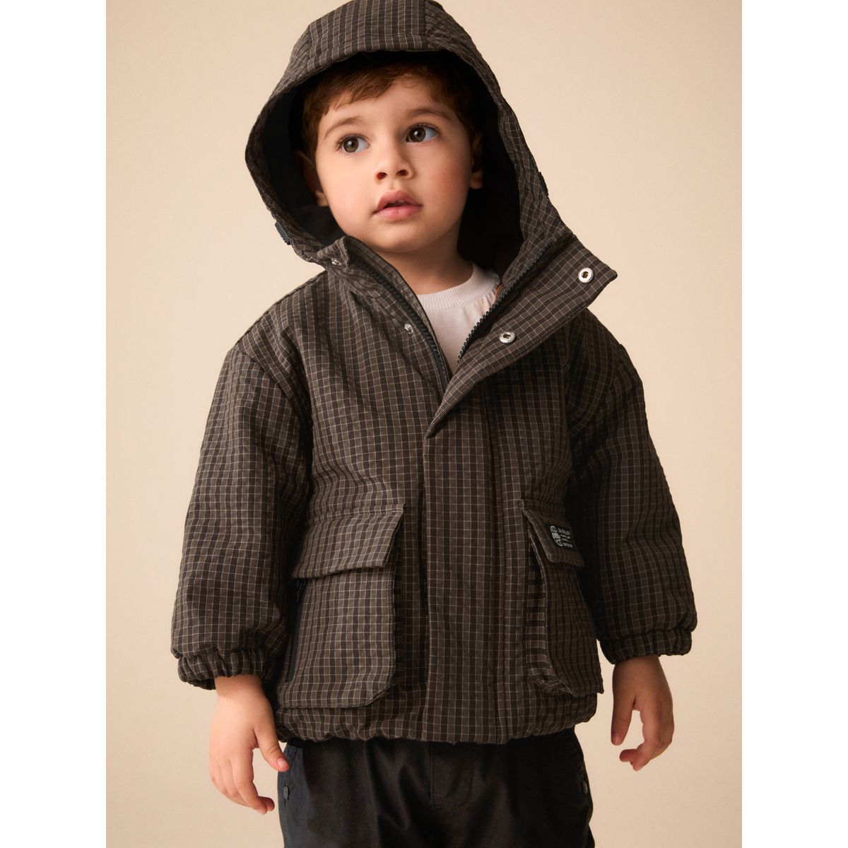 Anorak style militaire marron à carreaux, NEXT