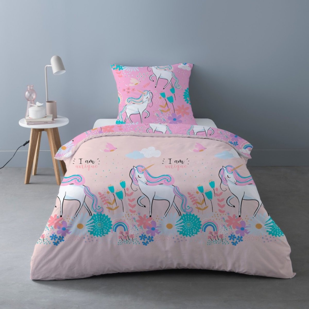 Housse De Couette 140x200 Unique + 1 Taie D'oreiller rose, DECORATIE