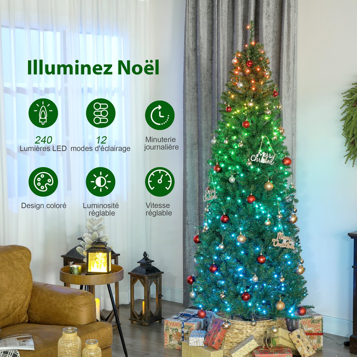 Sapin de Noël Plastique Vert vert, HOMCOM