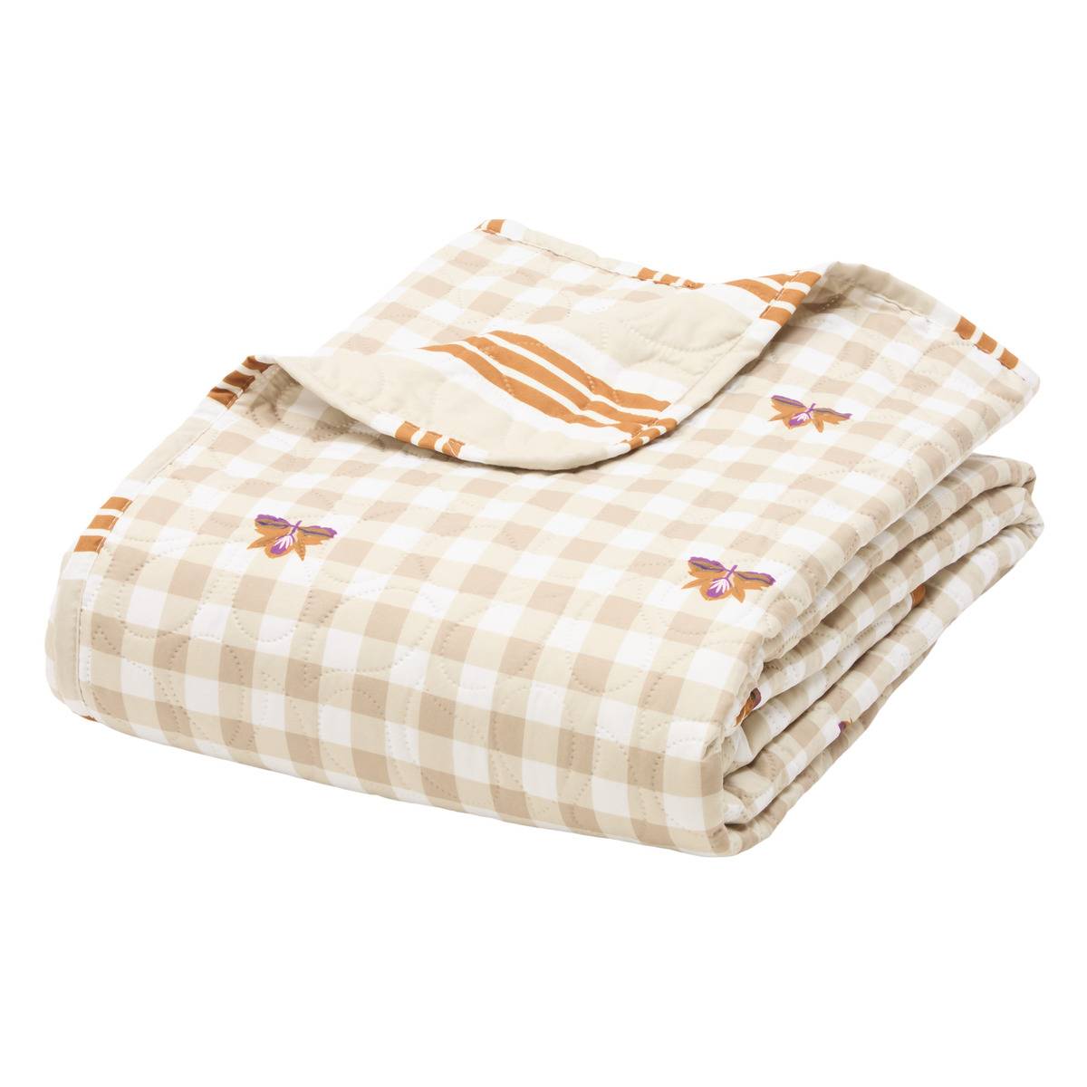 Dessus de lit double COLE beige lin, ATMOSPHERA