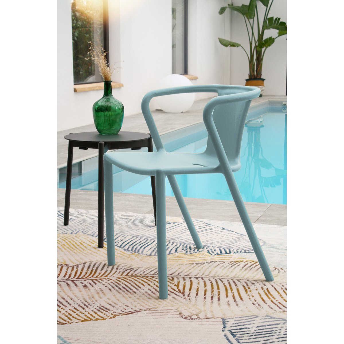Fauteuil de jardin empilable en Polypropylène DIEGO bleu azur, CITY GARDEN