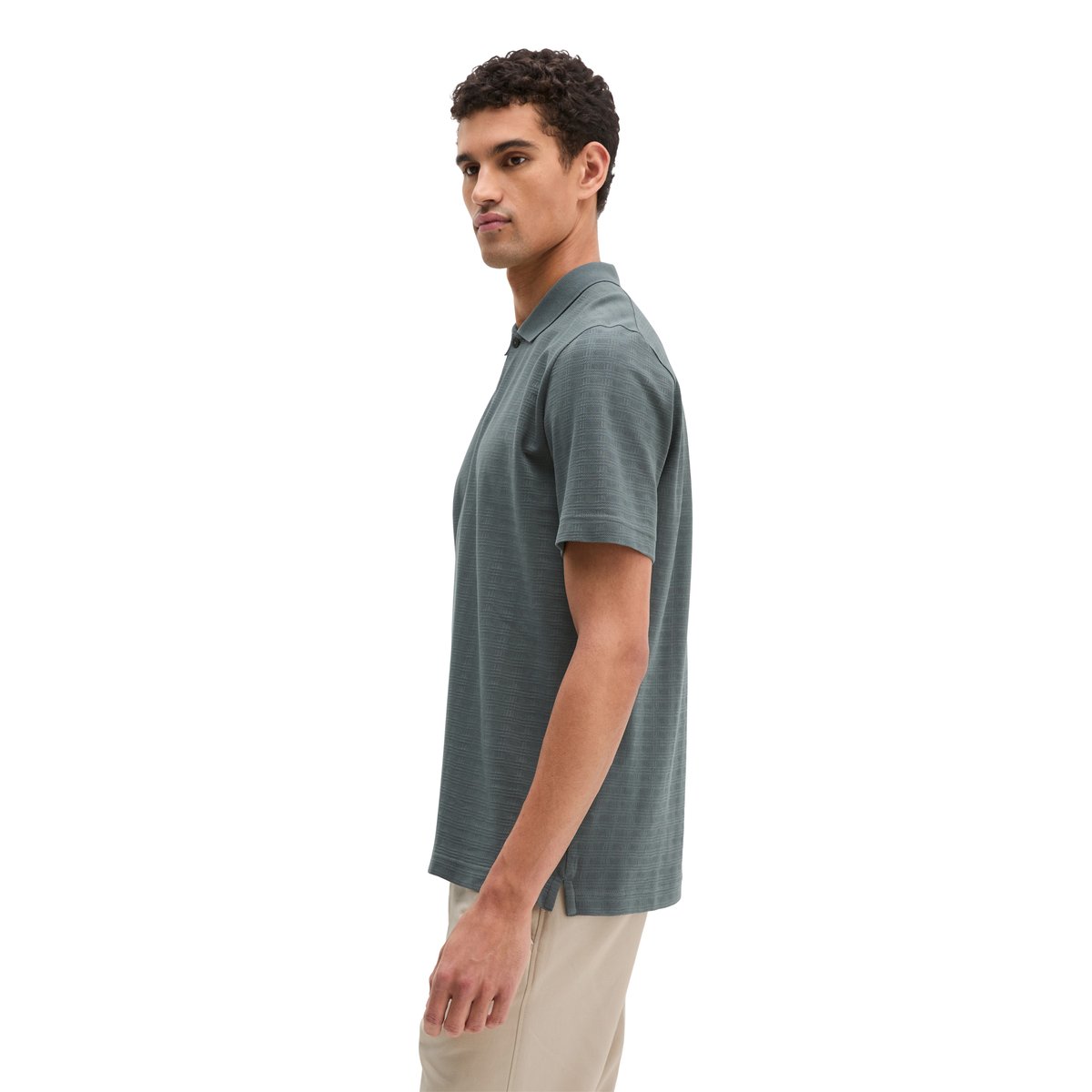Polo DfC régulier en jacquard à carreaux structuré gris foncé, MARC O'POLO