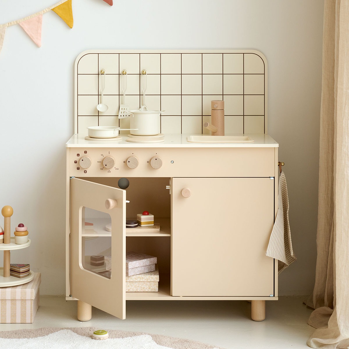 Cuisine en bois enfant «Biscuit» – 6 accessoires incl. BISCUIT beige, PETITE AMELIE