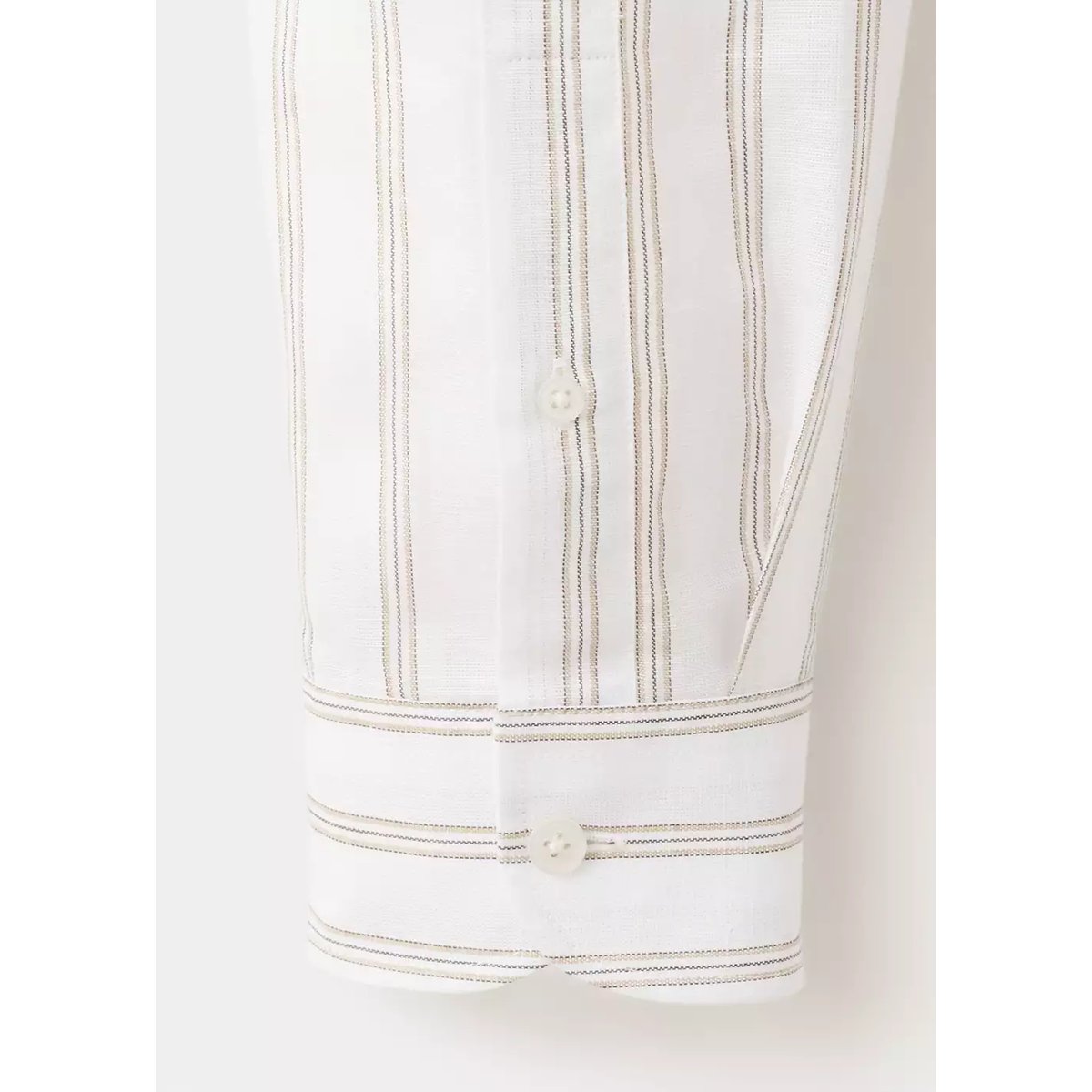 Chemise à rayures en mélange de lin et coton blanc, MANGO MAN