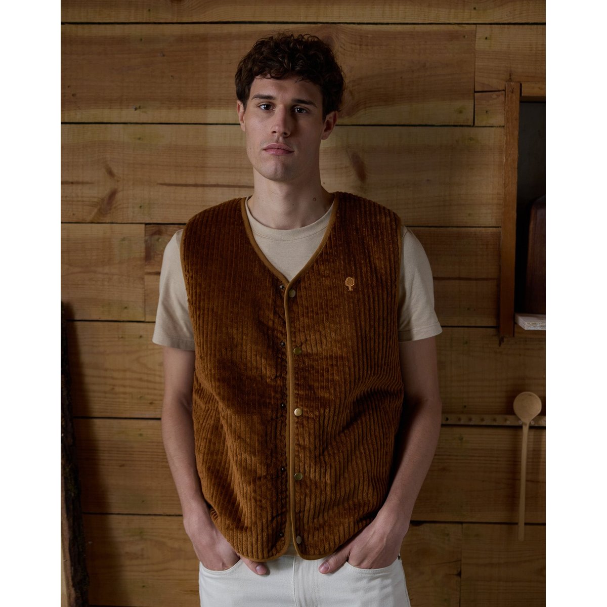 Gilet sans manches coton ESTEREL camel, FAGUO
