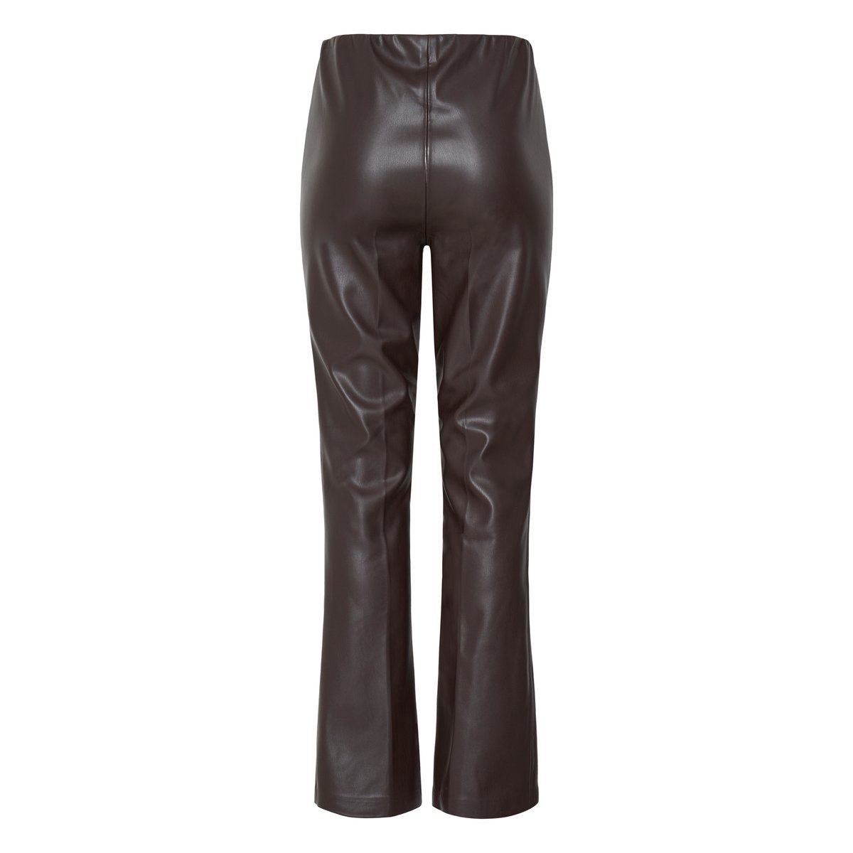 Pantalon enduite coupe droite, flare en bas marron java, B.YOUNG