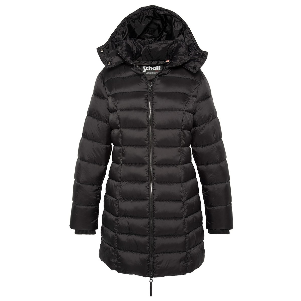 Doudoune longue à capuche avec imitation fourrure noir, SCHOTT