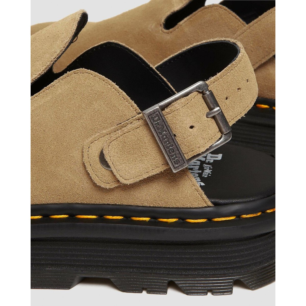 Mules Zebzag fermées en daim tan, DR. MARTENS