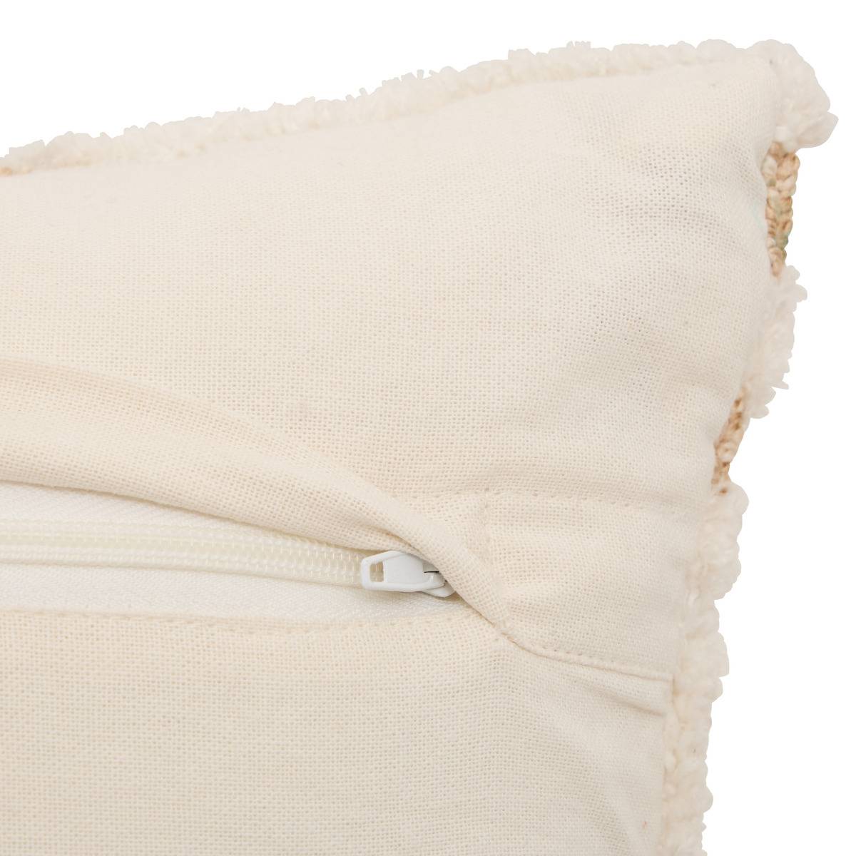 Coussin rectangulaire LOOMIA beige lin, ATMOSPHERA