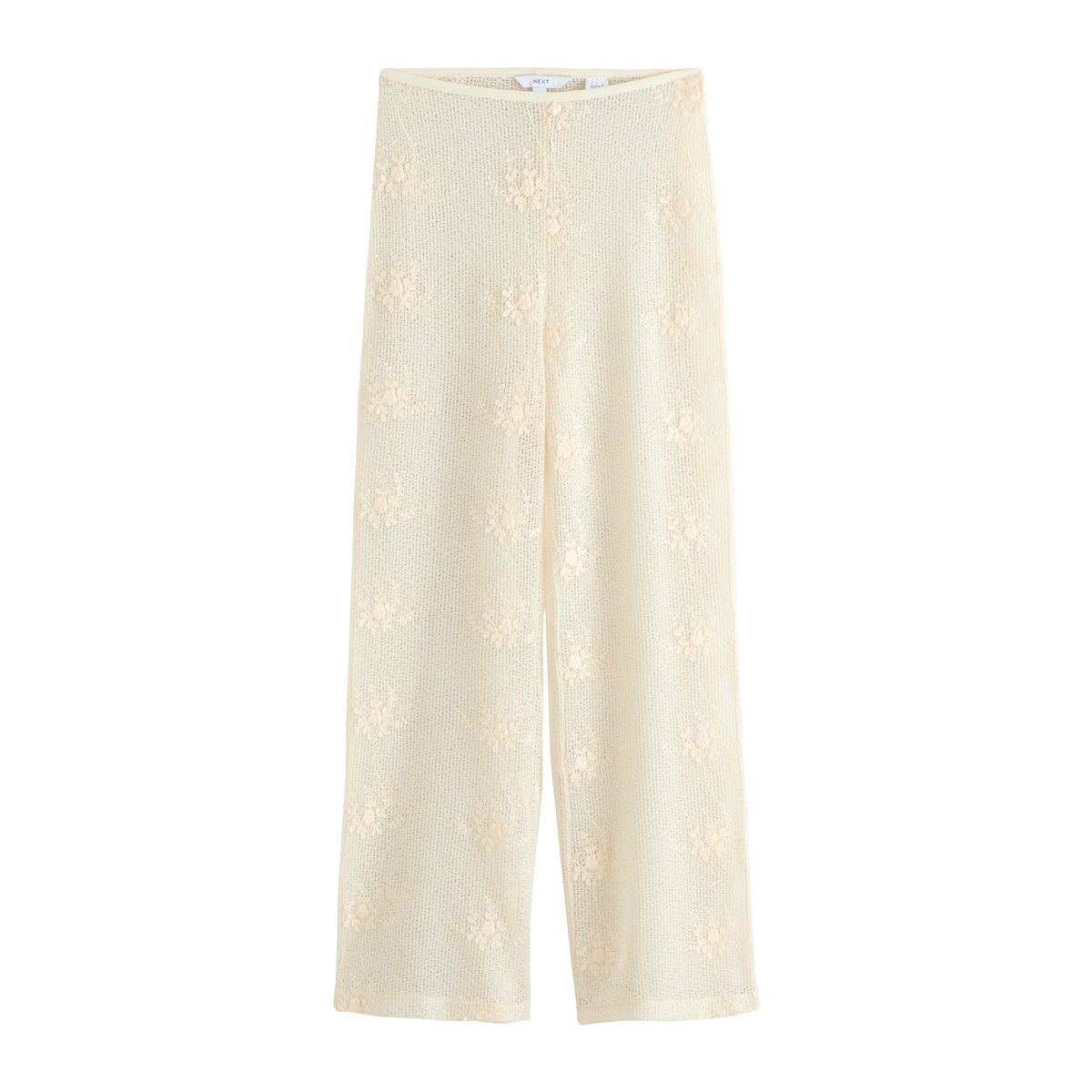 Pantalon large en maille à fleurs écru, NEXT