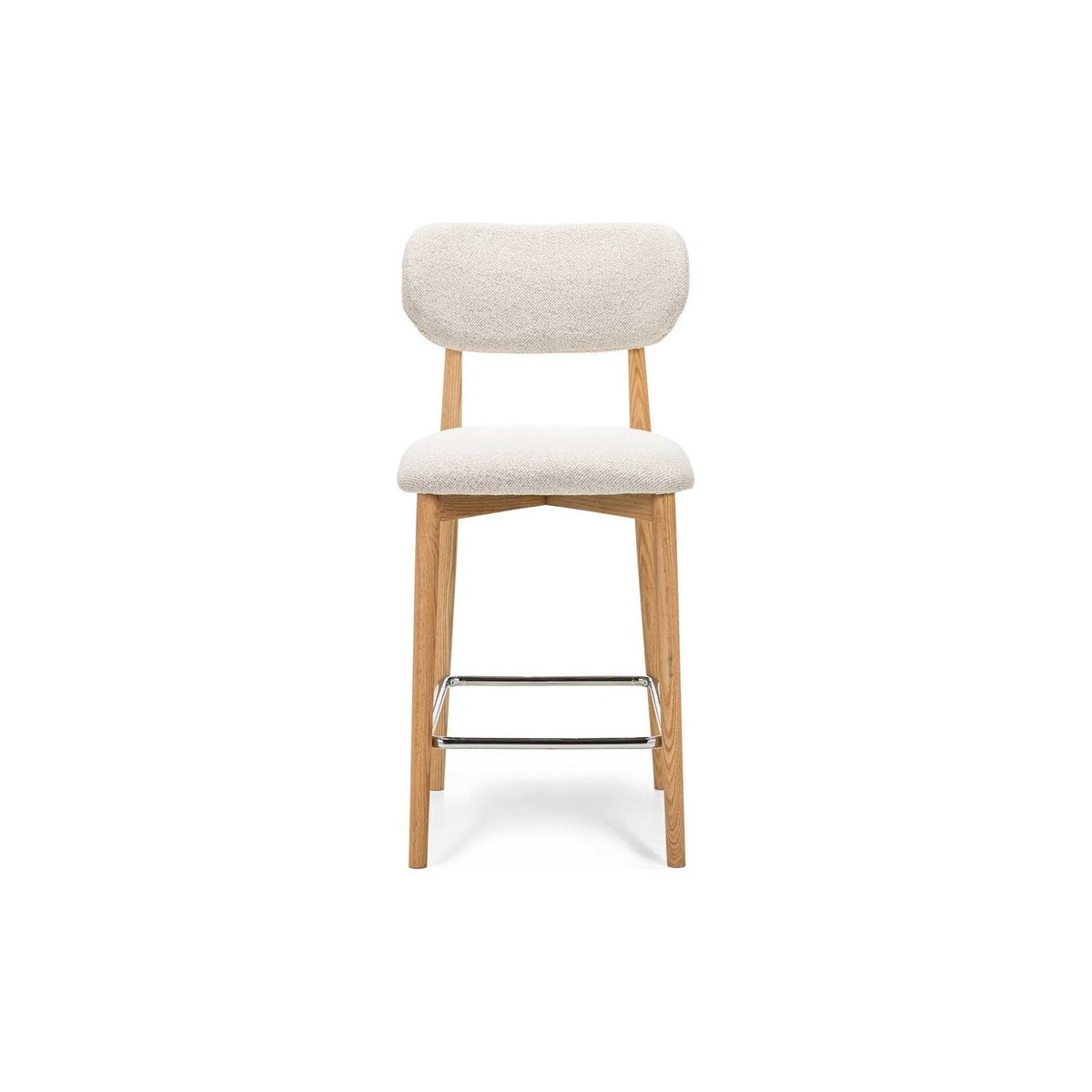 Tabouret de bar en chêne collection MIA crème chêne clair et chrome, RECOLLECTION
