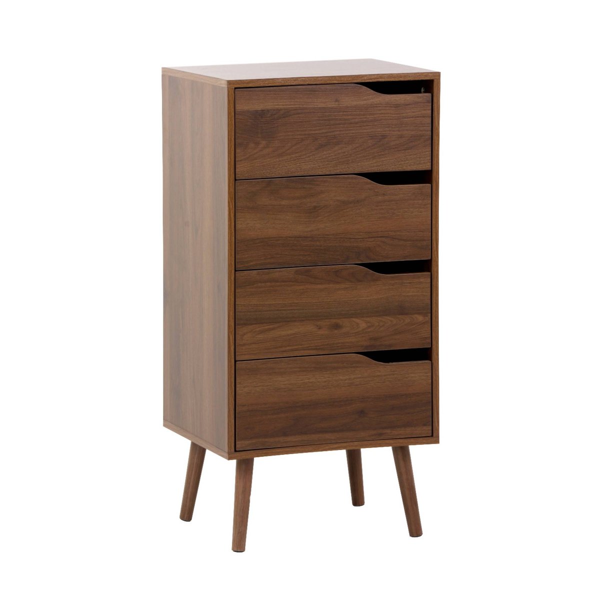 Commode chiffonnier décor bois 4 tiroirs NEPAL noyer, SWEEEK