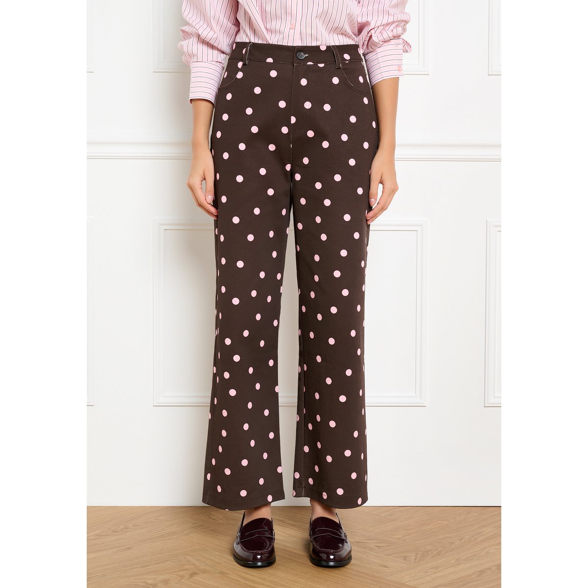 Pantalon large brun fonce chocolate, LOLALIZA
