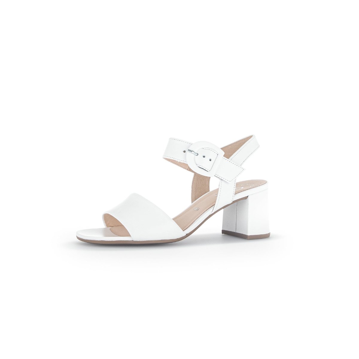 Sandales en cuir velours à talon décroché block blanc, GABOR