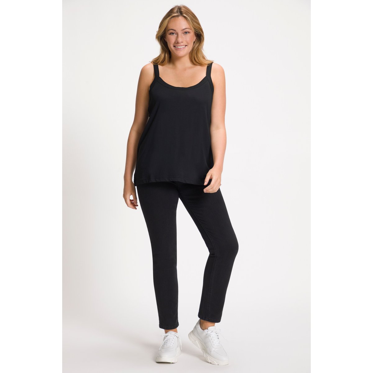 Top spaghetti, jersey doux noir, ULLA POPKEN