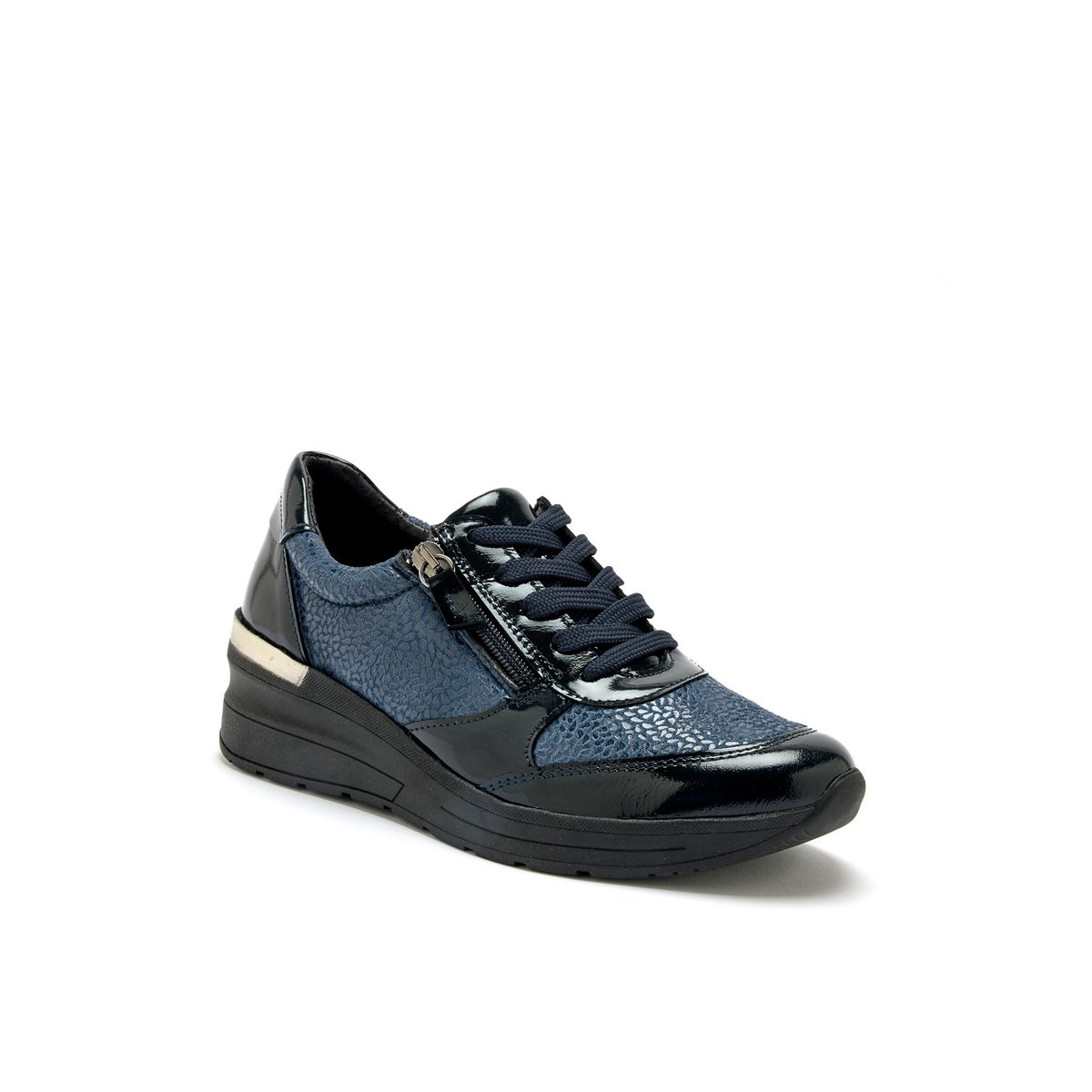 Derbies zippés avec lacets bleu, PEDICONFORT