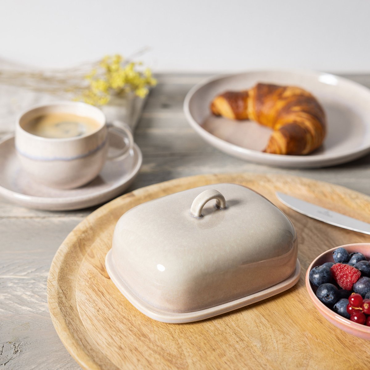 Beurrier Cloche 2Pcs PERLEMOR beige, LIKE. BY VILLEROY & BOCH