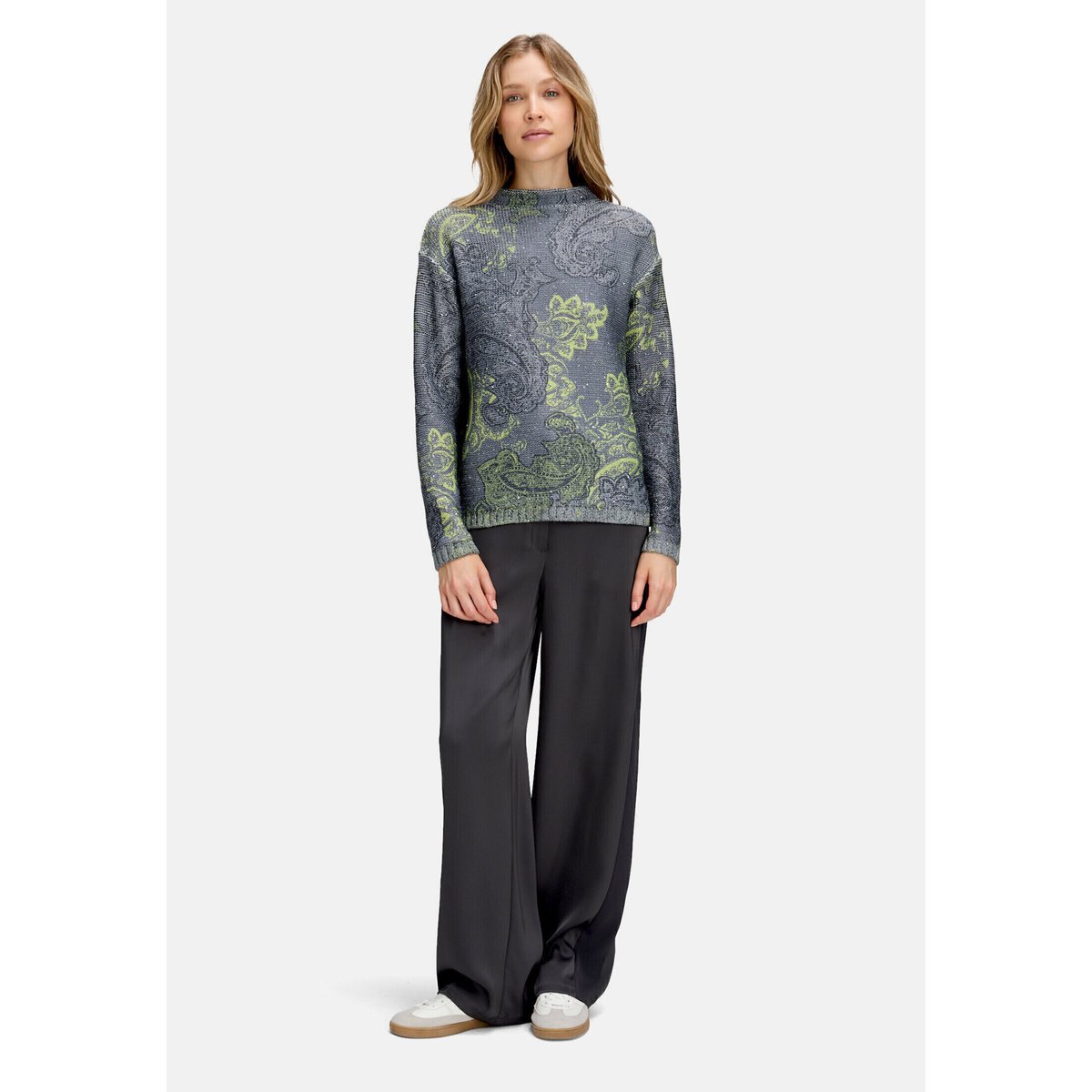 Pull-over en maille à paillettes gris/vert, BETTY BARCLAY