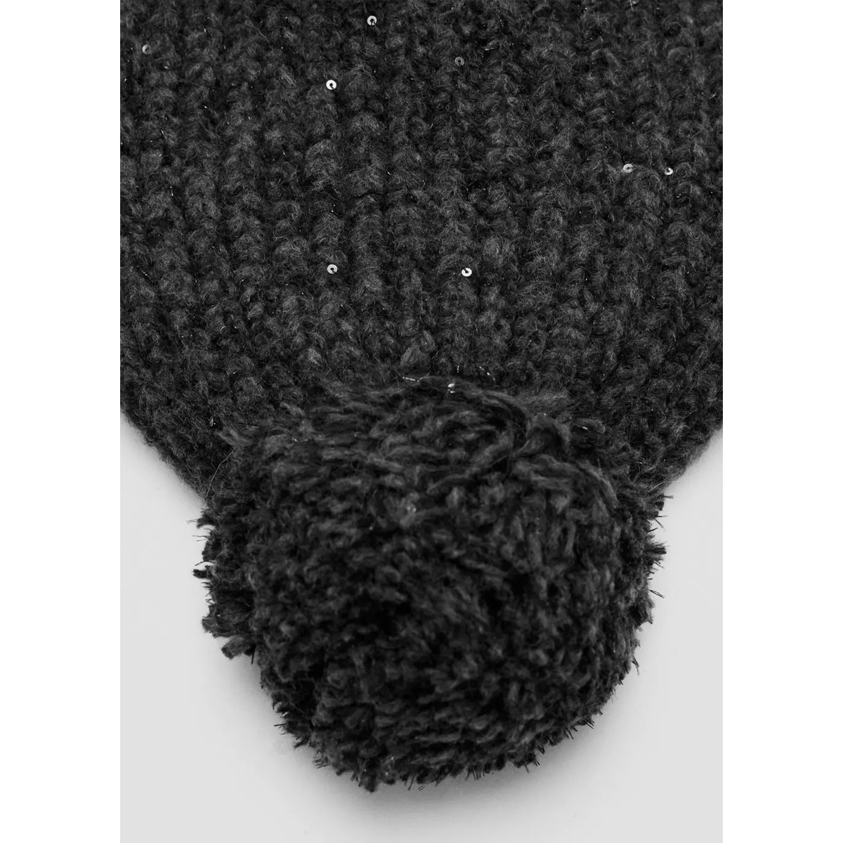 Bonnet en maille détail à sequins gris anthracite, MANGO KIDS