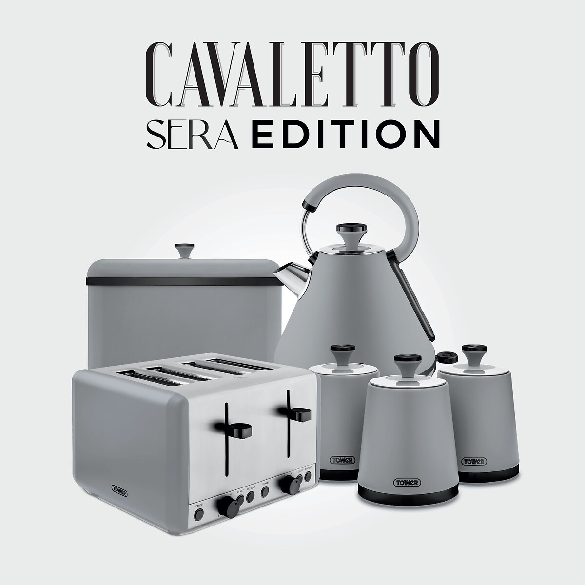 Sera Bread Bin with Smoked Trim grey, TOWER