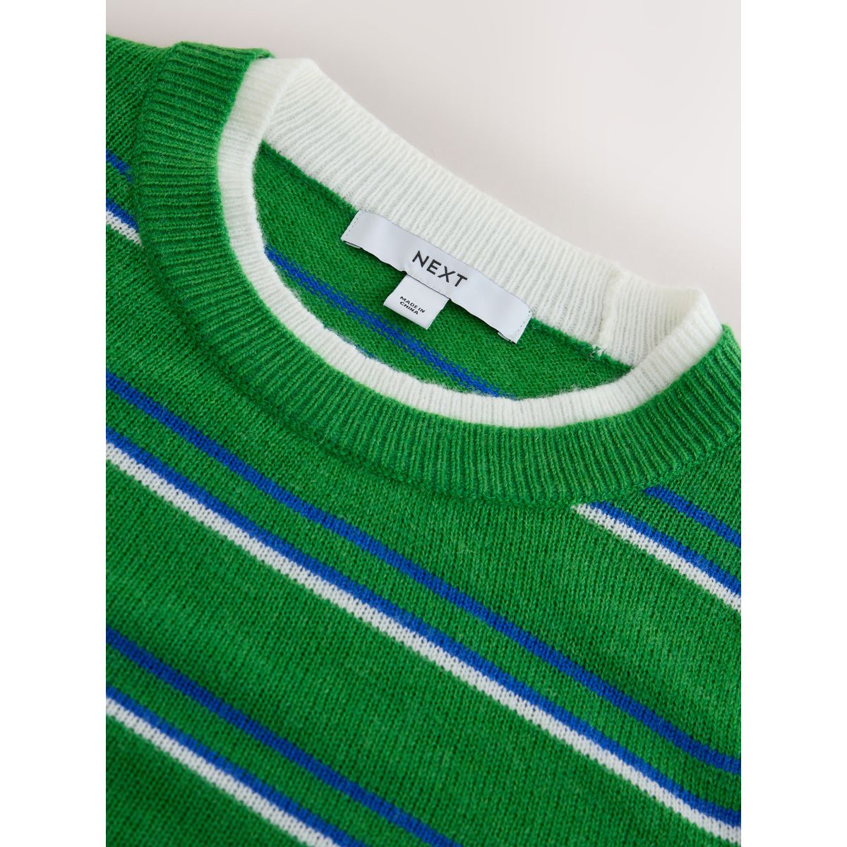 Haut en maille manches longues/superposition rayé vert/blanc, NEXT
