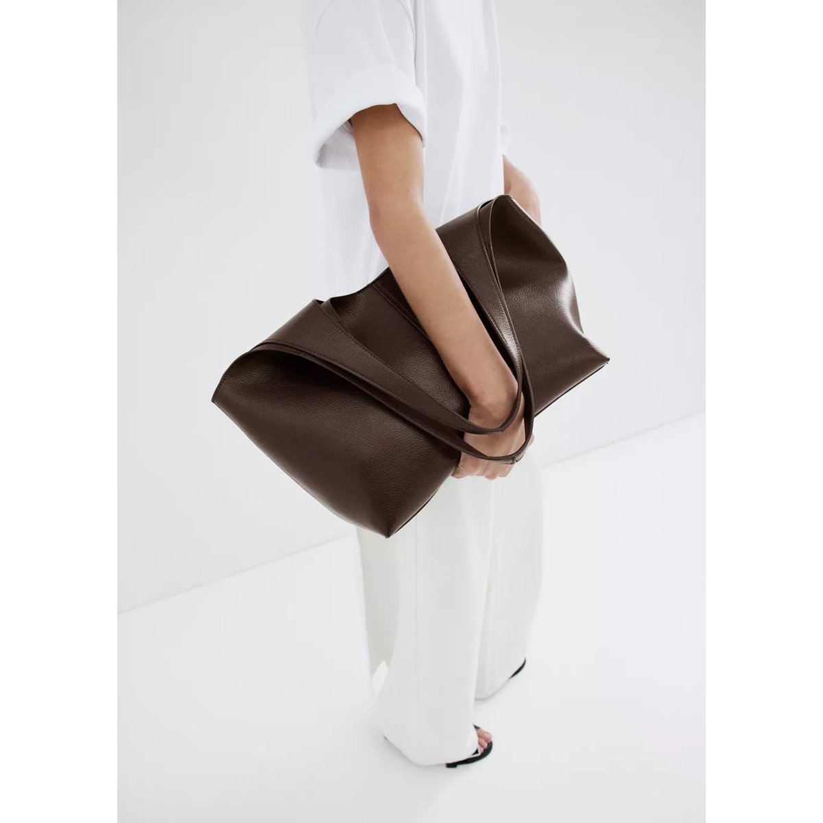 Grand sac cabas chocolat, MANGO