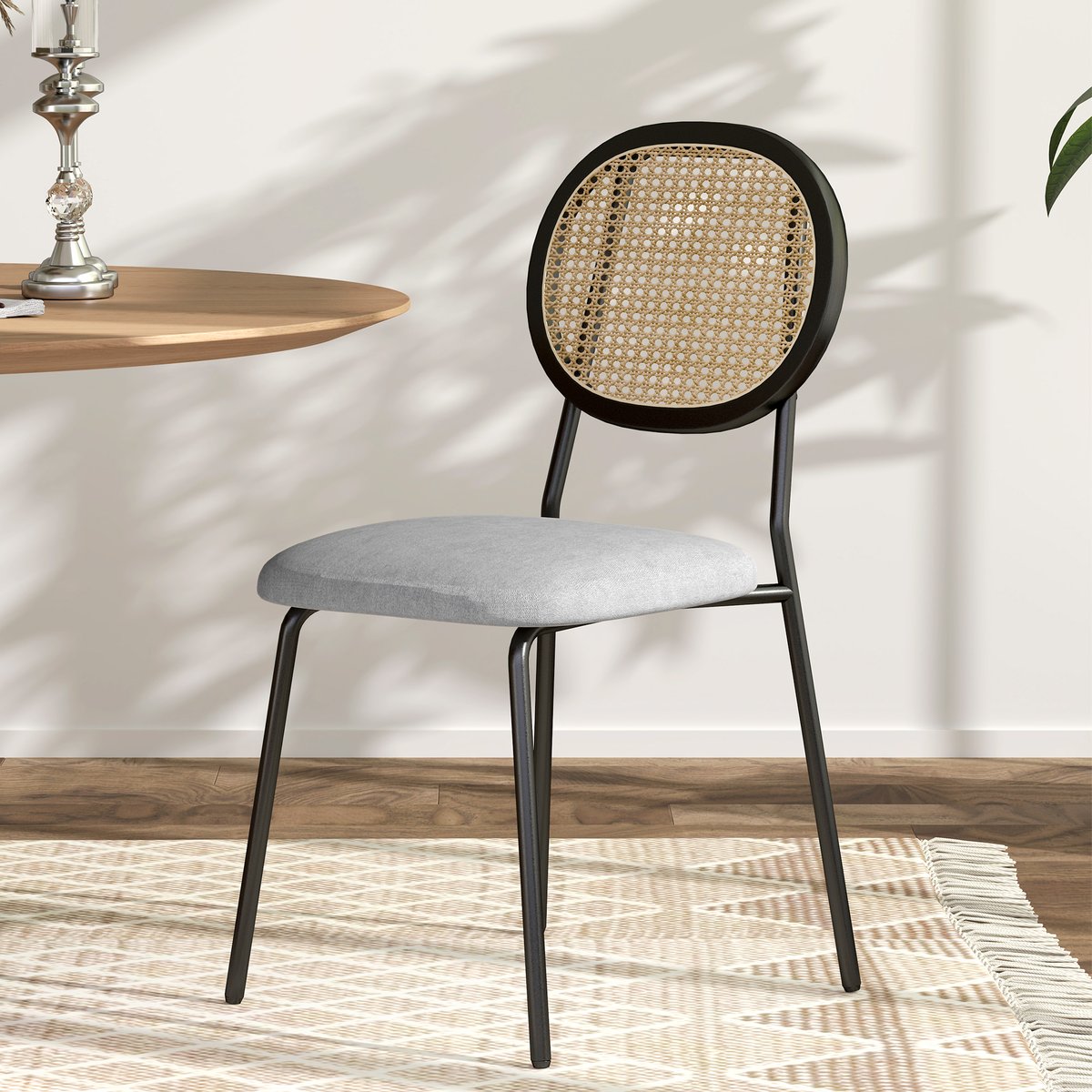 Chaise de salle à manger Polyester Gris gris, noir, naturel, HOMCOM