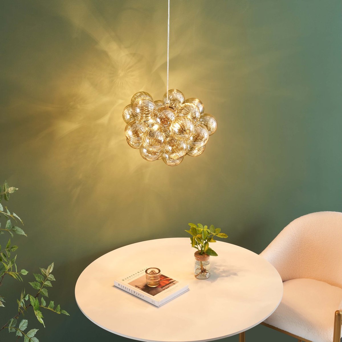 Suspension effet bouquet lumineux - MAELI doré rose et ambré, KOSILUM