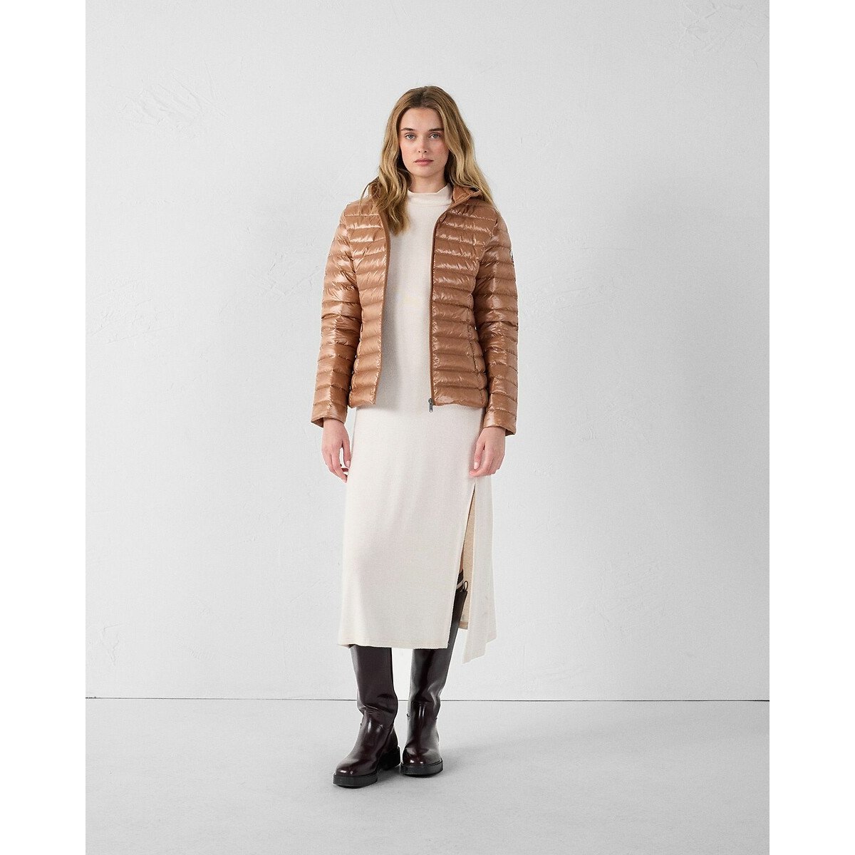 Cloe Padded Jacket with High-Shine Finish chestnut, JOTT