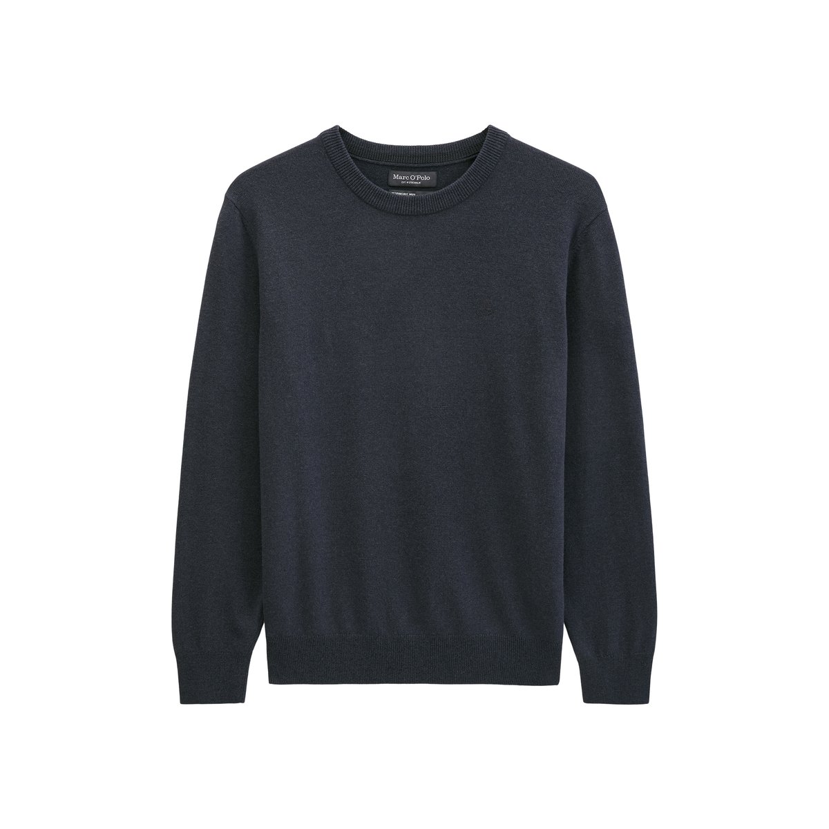 Pull-over regular en doux mélange de coton et de laine vierge bio bleu foncé, MARC O'POLO