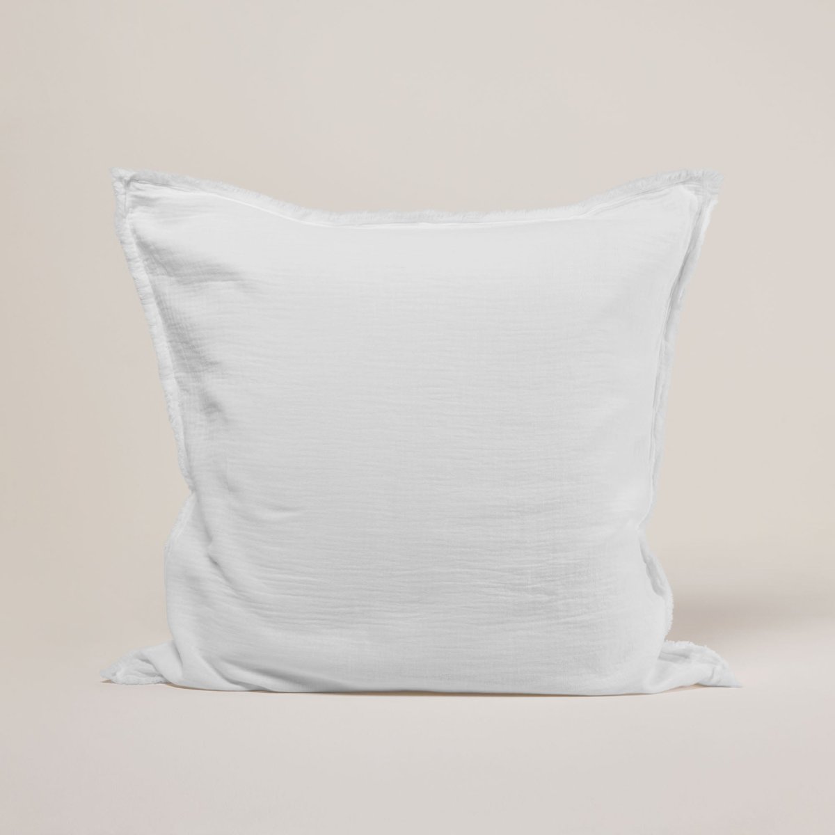 Lot De 2 Taies D'Oreiller en Gaze de coton lavé finition frangée, 30x40 cm LOU blanc coton, MADURA