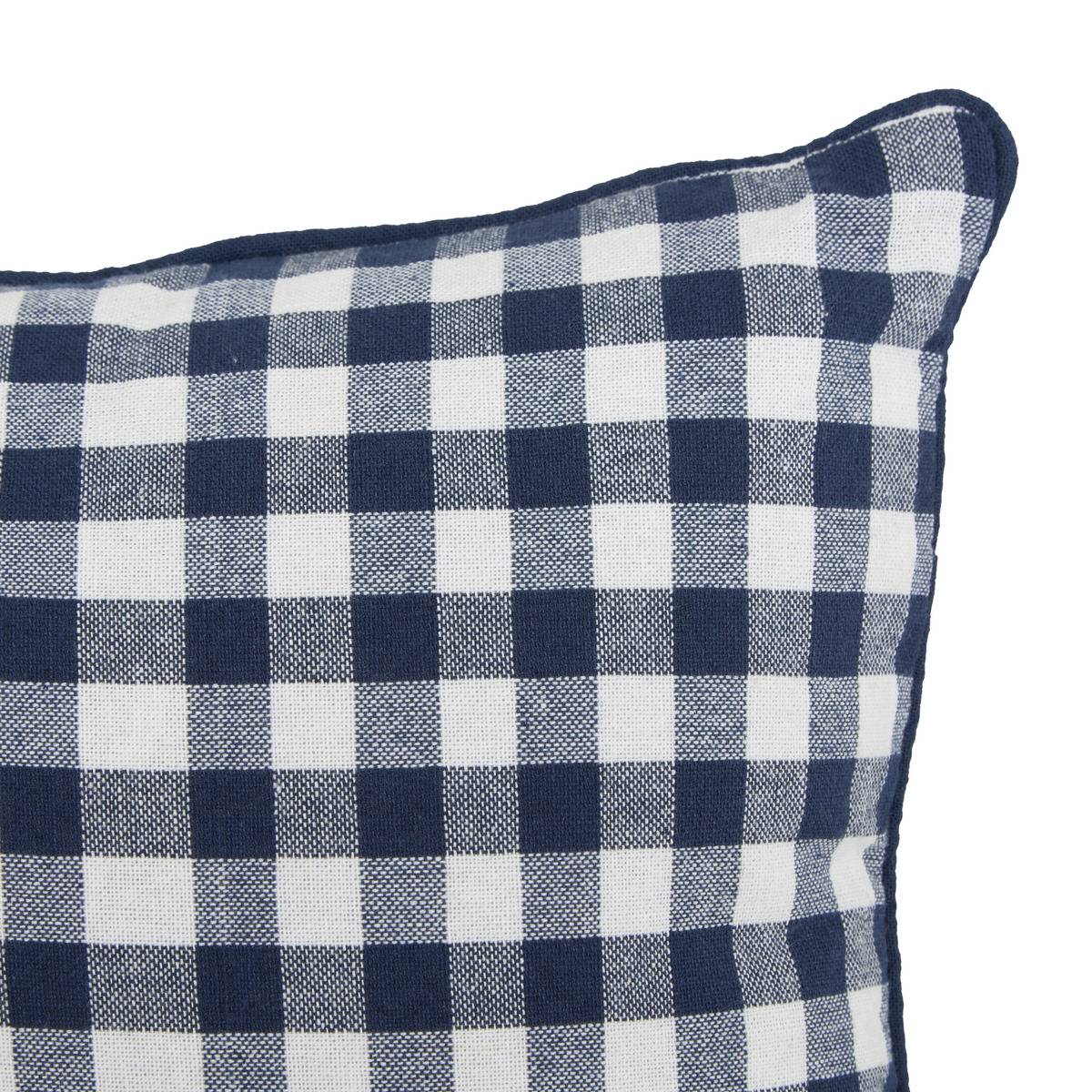 Coussin motif vichy en coton GROOVE bleu navy, ATMOSPHERA