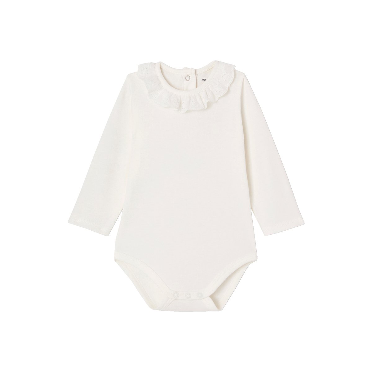 Body bébé col en broderie anglaise manches longues écru, VERTBAUDET
