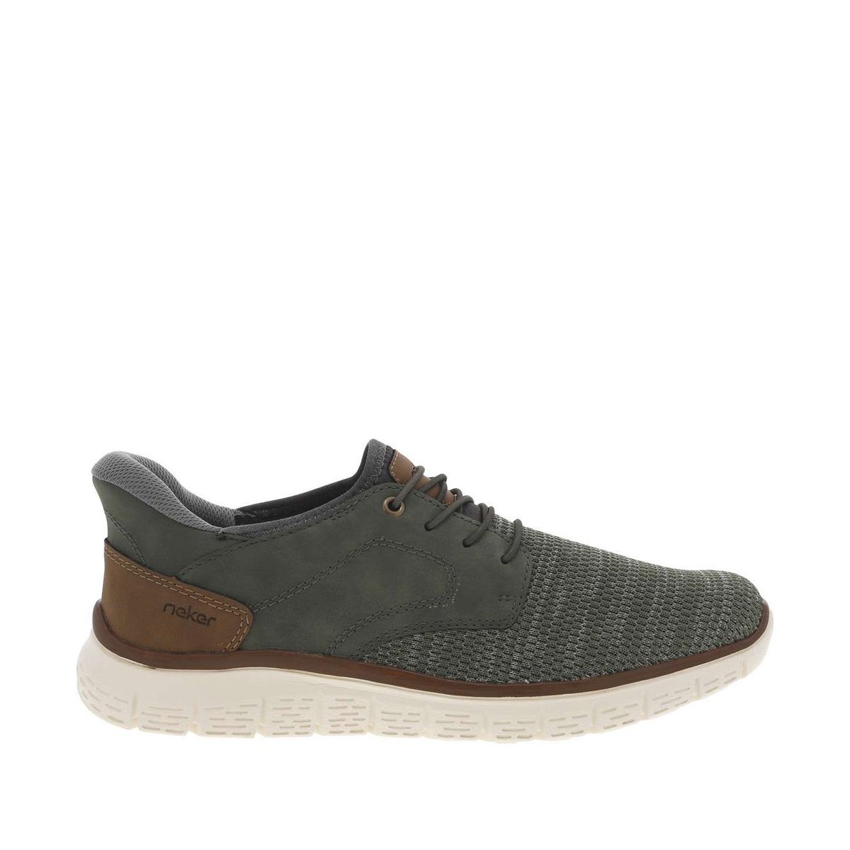 Sneakers kaki à talon plat et à lacets élastiqués kaki avec marque embossée kaki, RIEKER