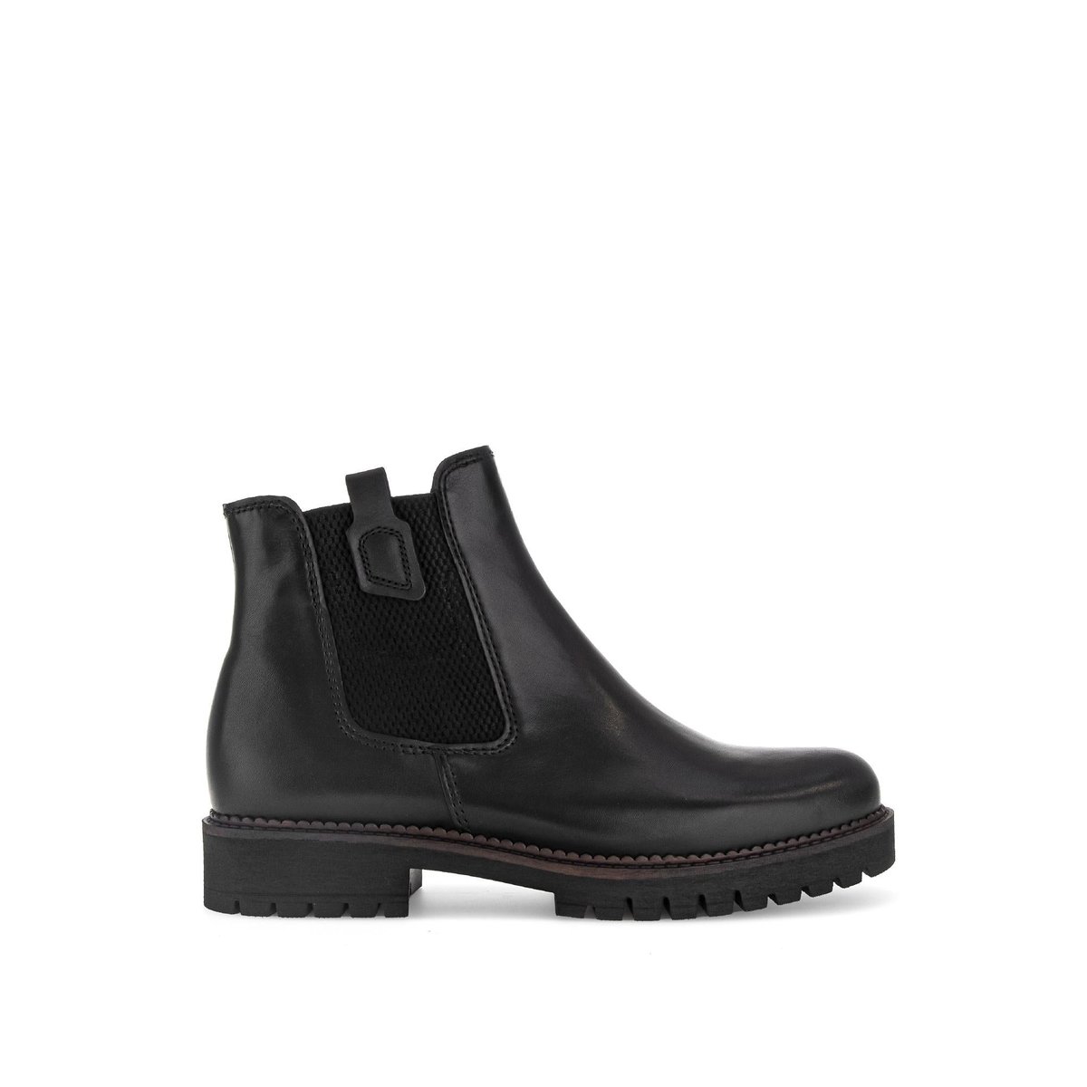 Bottines Chelsea en cuir lisse à talon décroché noir lisse, GABOR