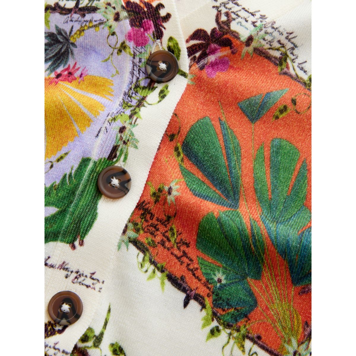 Cardigan doux boutonné en coton à col v imprimé floral multicolore kew gardens, NEXT