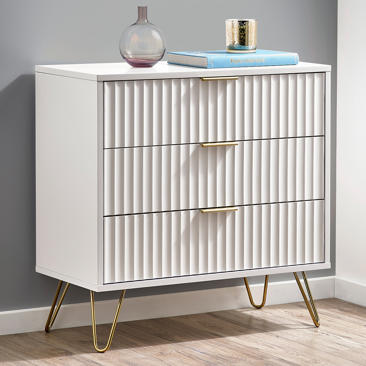 Ancona Sculptural Chest of 3 Drawers white, SO'HOME