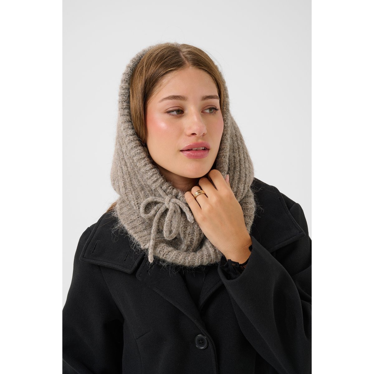 Capuche marron gris brown grey melange, CREAM