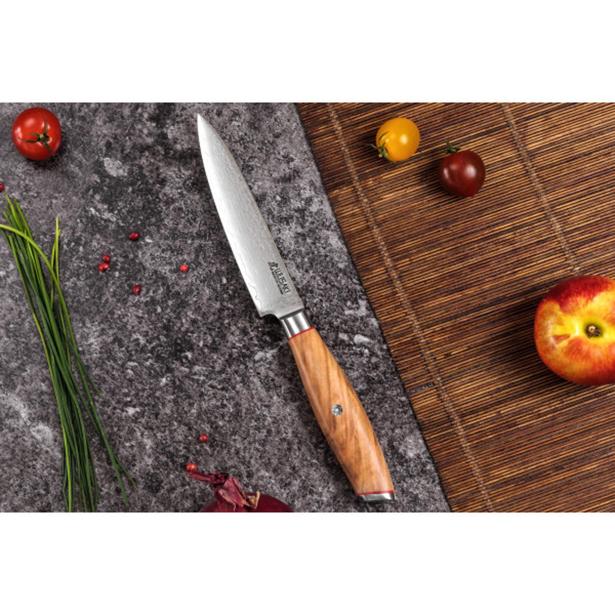 Couteau modèle universel Fujiko 12cm manche en olivier v002237, WUSAKI