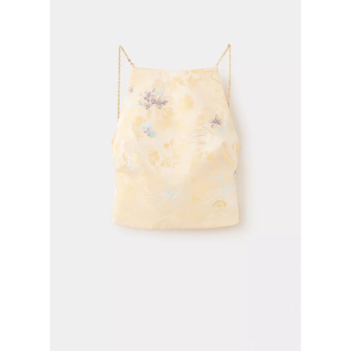 Top jacquard à bretelle métallique vanille, MANGO