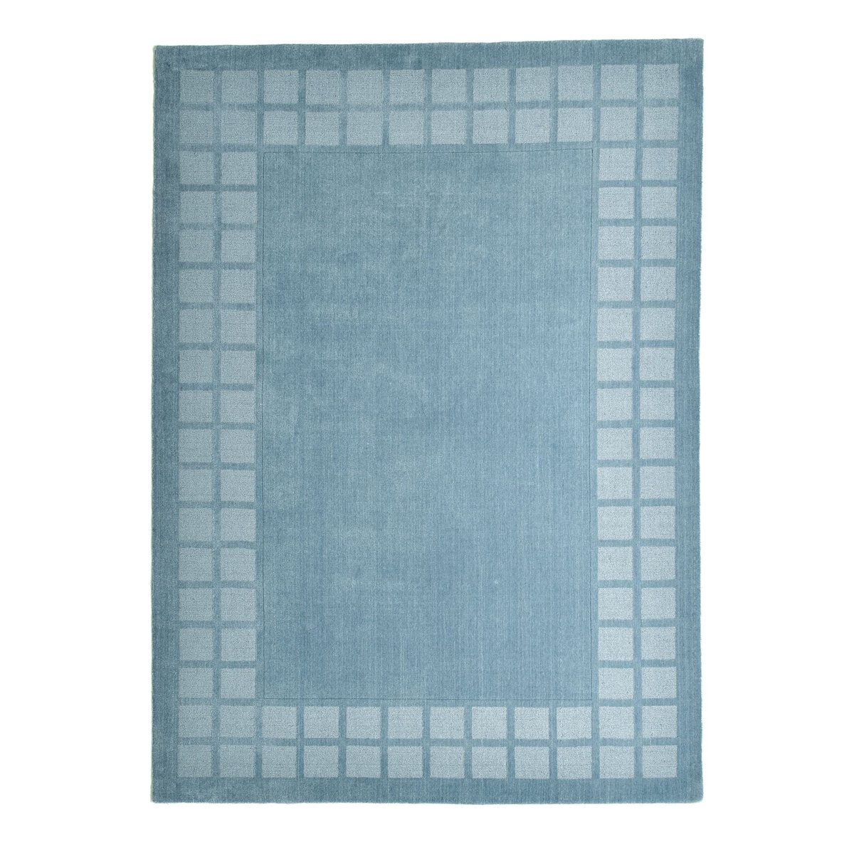 Tapis tufté Taimur à motif géométrique, laine bleu, THEKO