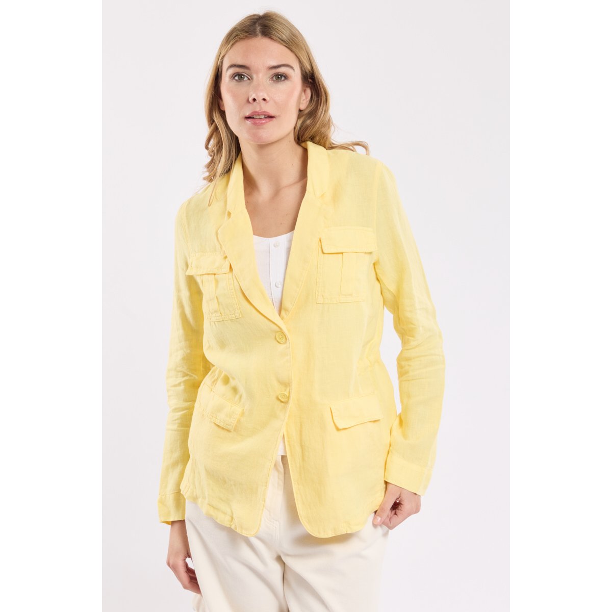 Veste saharienne en lin Sienna paille, TERRE & MER