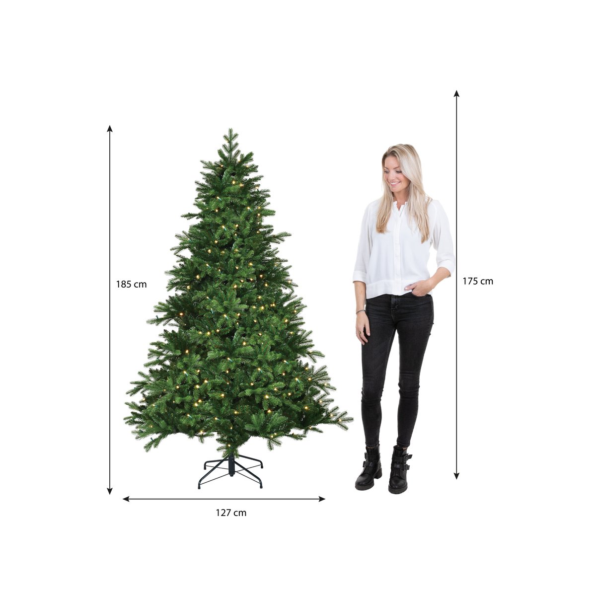 Sapin de Noël artificiel avec LED H185 cm BRAMPTON vert, BLACK BOX TREES