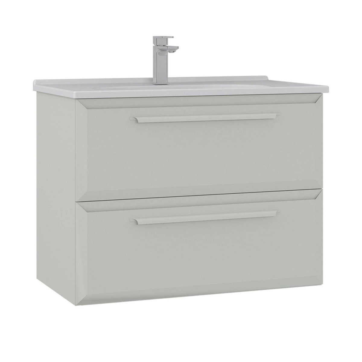 Meuble vasque à suspendre 80 cm 2 tiroirs NEREE cachemire, PIER IMPORT