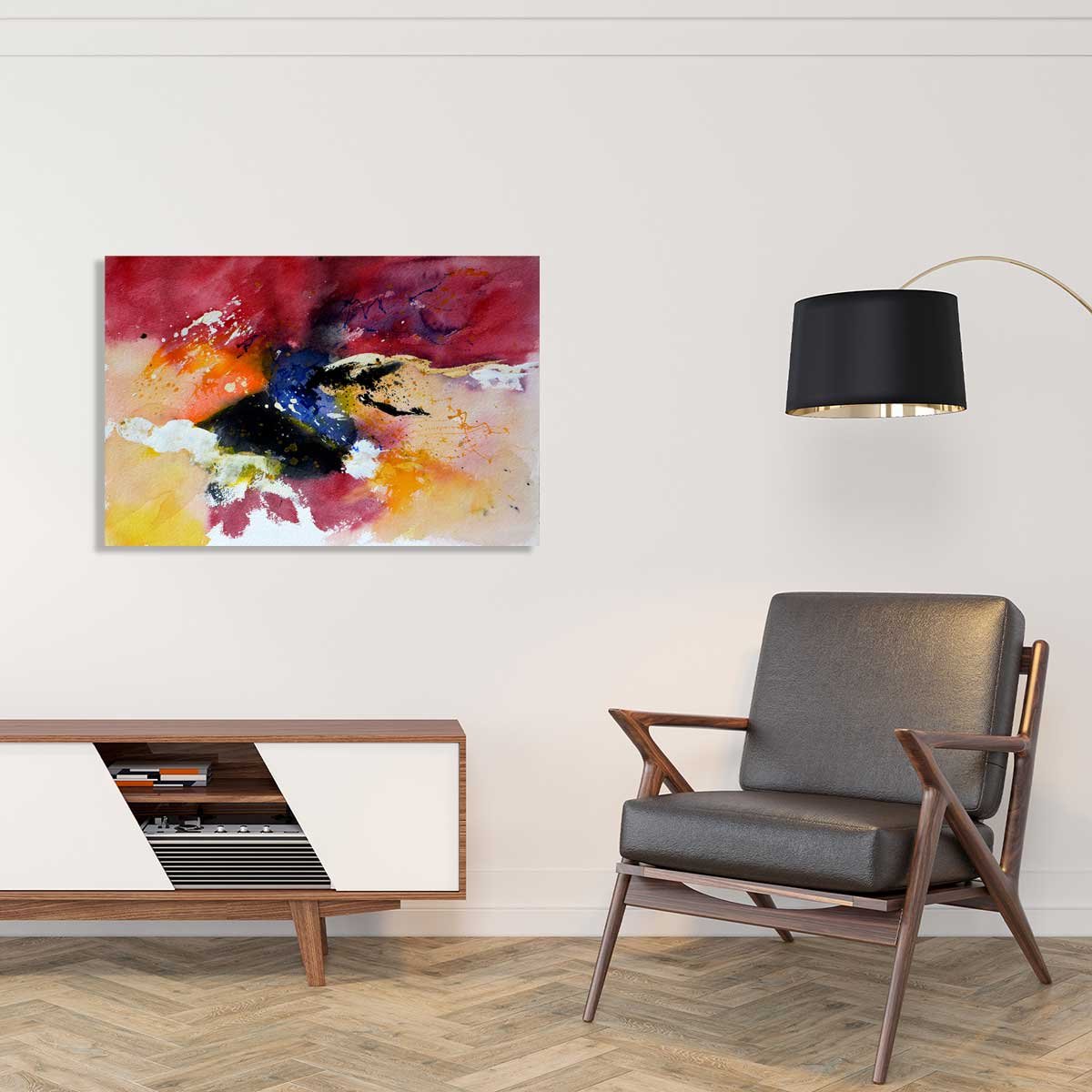 Tableau peint abstraite aquarelle tableau alu dibond, HEXOA