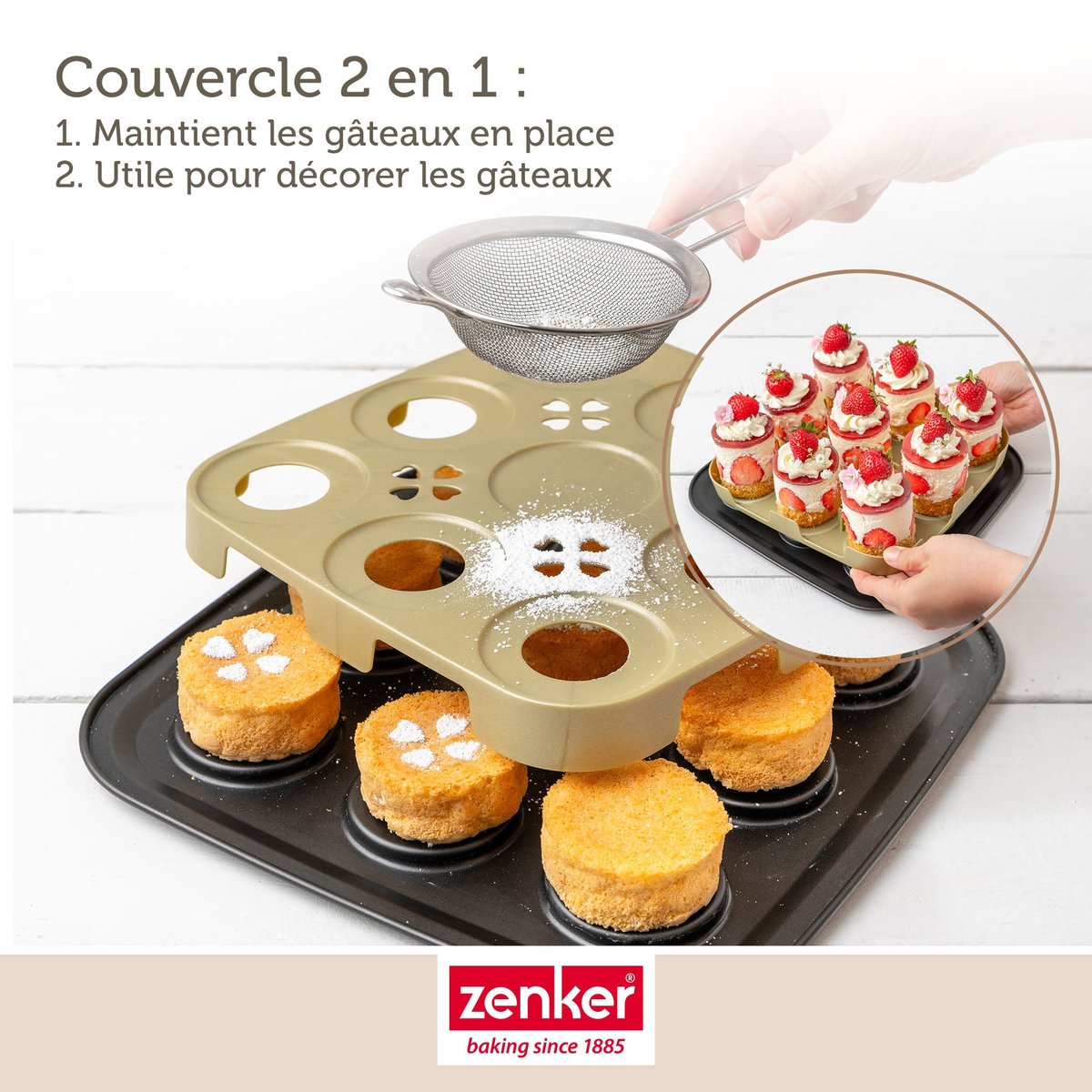 Moule à gâteaux individuels 9 empreintes avec couvercle noir, ZENKER