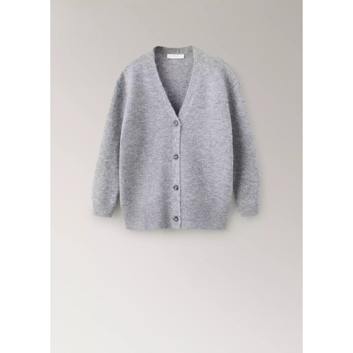 Cardigan maille col V gris, MANGO