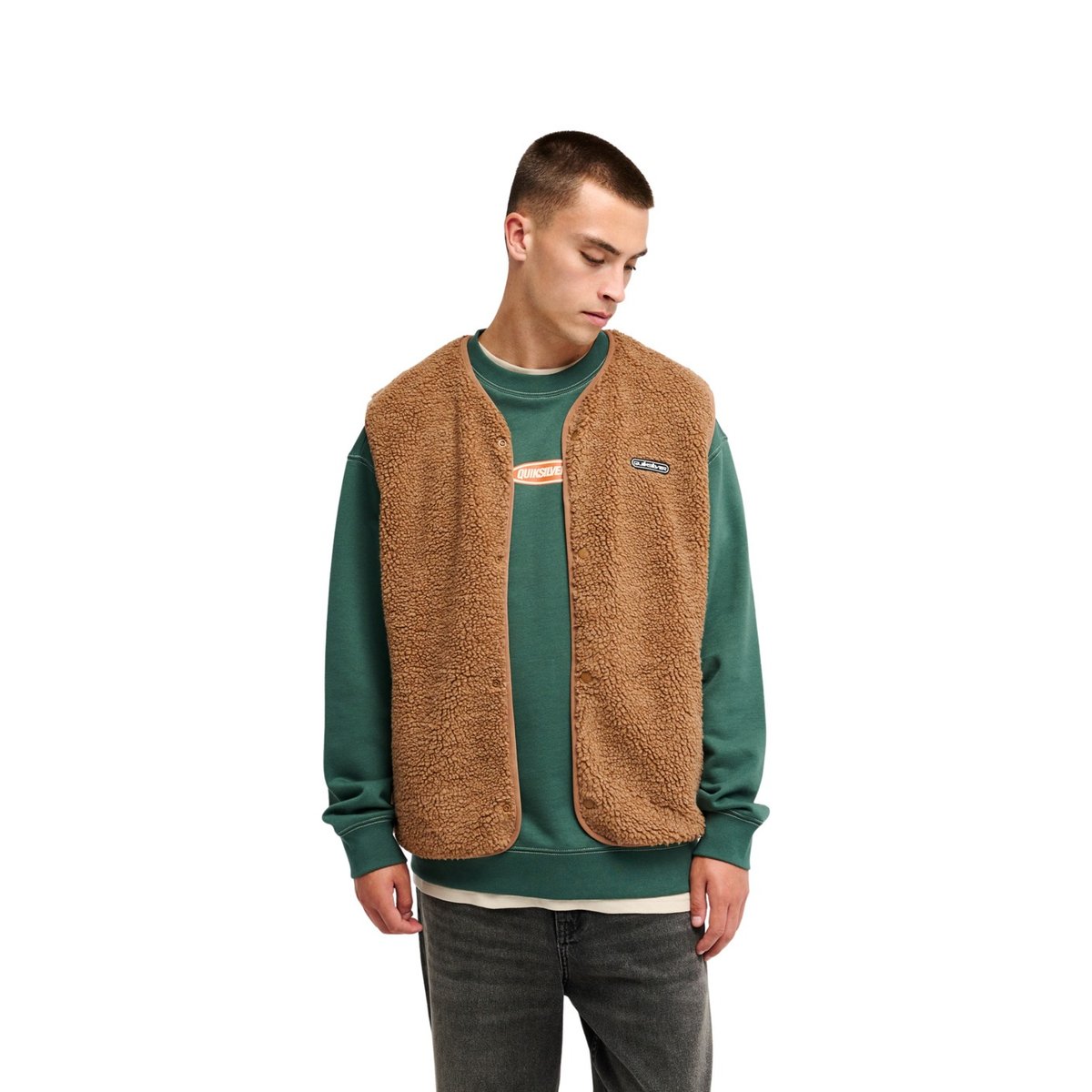 Gilet Sherpa à boutons-pression URBAN STORM marron rawhide, QUIKSILVER
