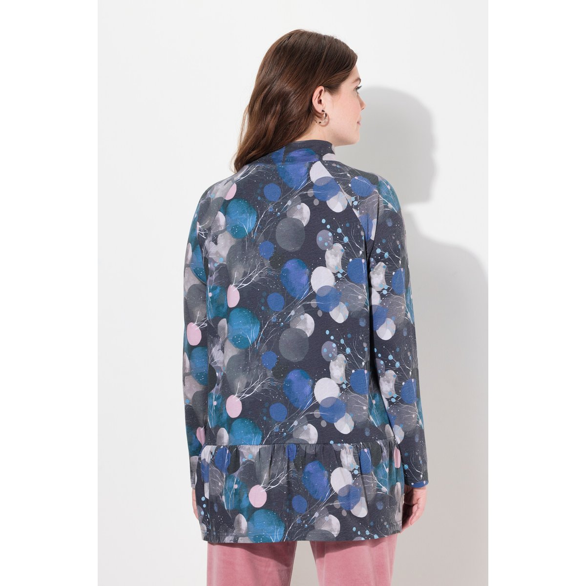 T-shirt long en coton bio marine, ULLA POPKEN